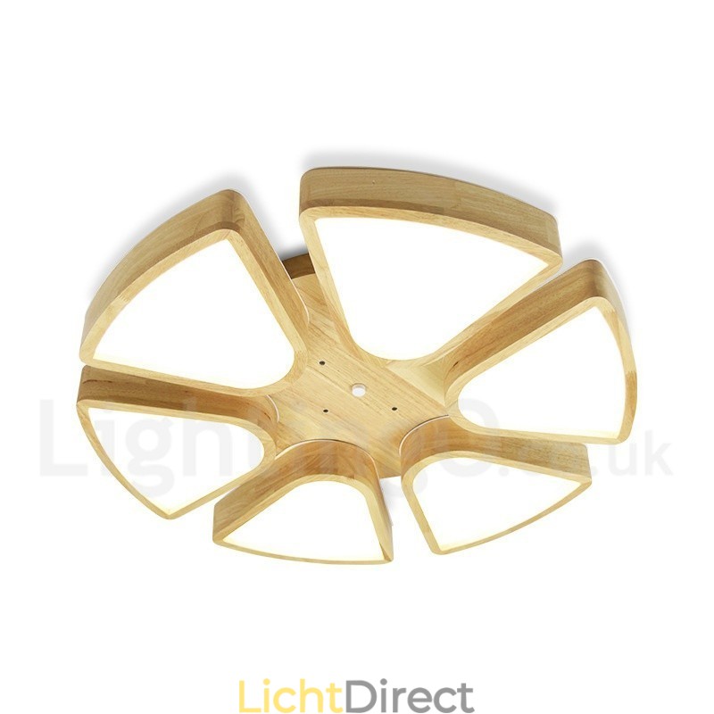 Houten Bloemblaadje Plafondlamp met Acryl Kap Plafondlamp Scandinavische Stijl