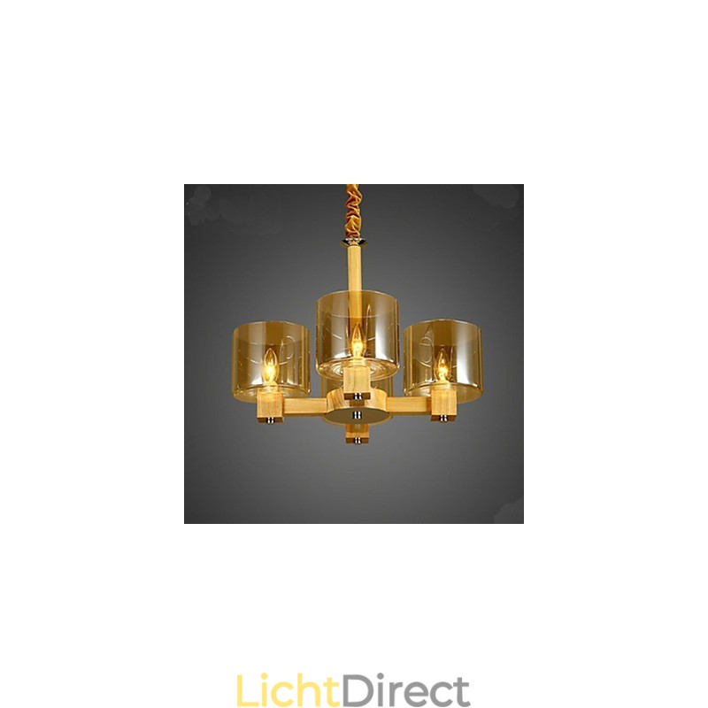 Mode Hanglamp Tafel Houten Glazen Kap