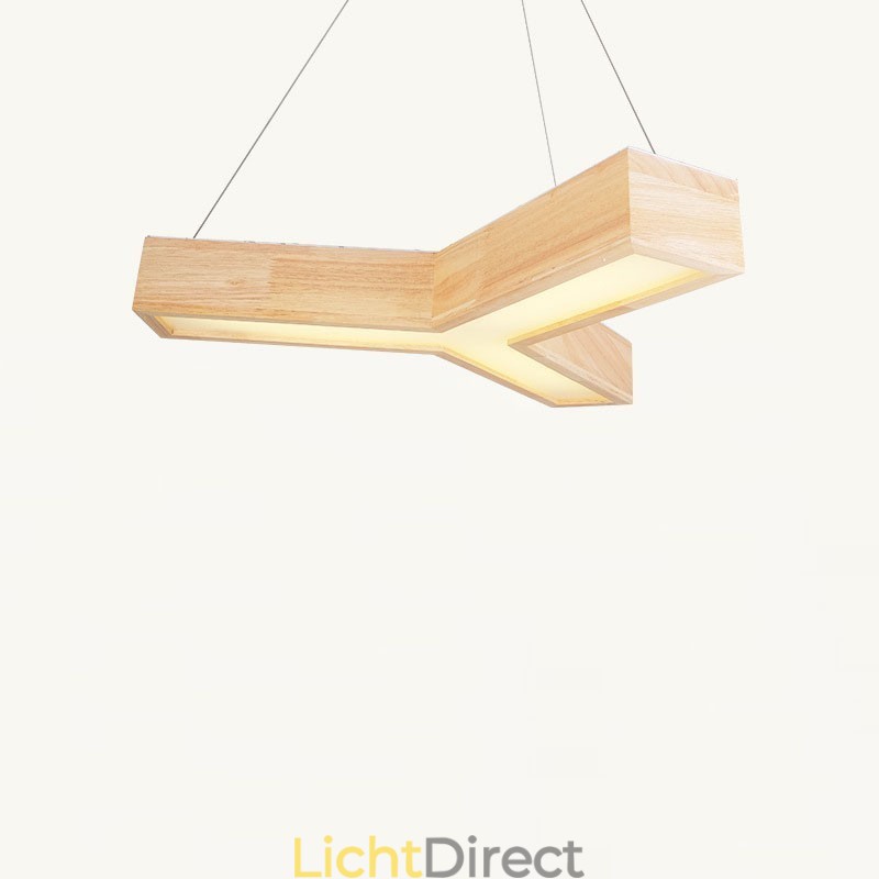 Moderne driehoekige hanglamp van hout