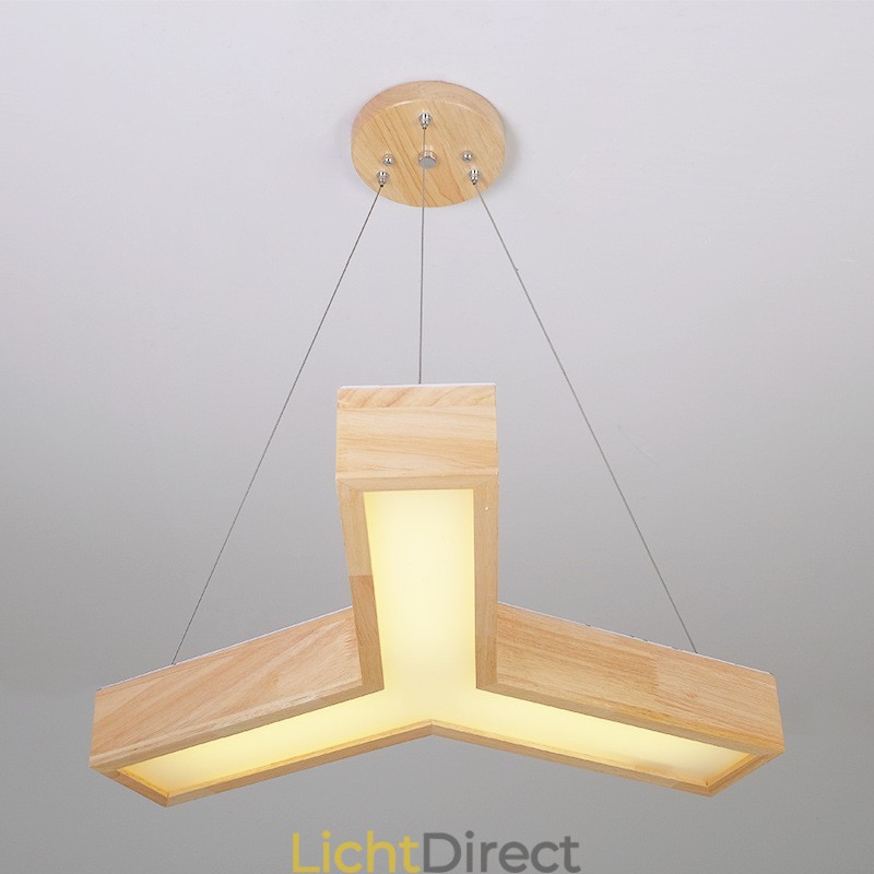 Moderne driehoekige hanglamp van hout