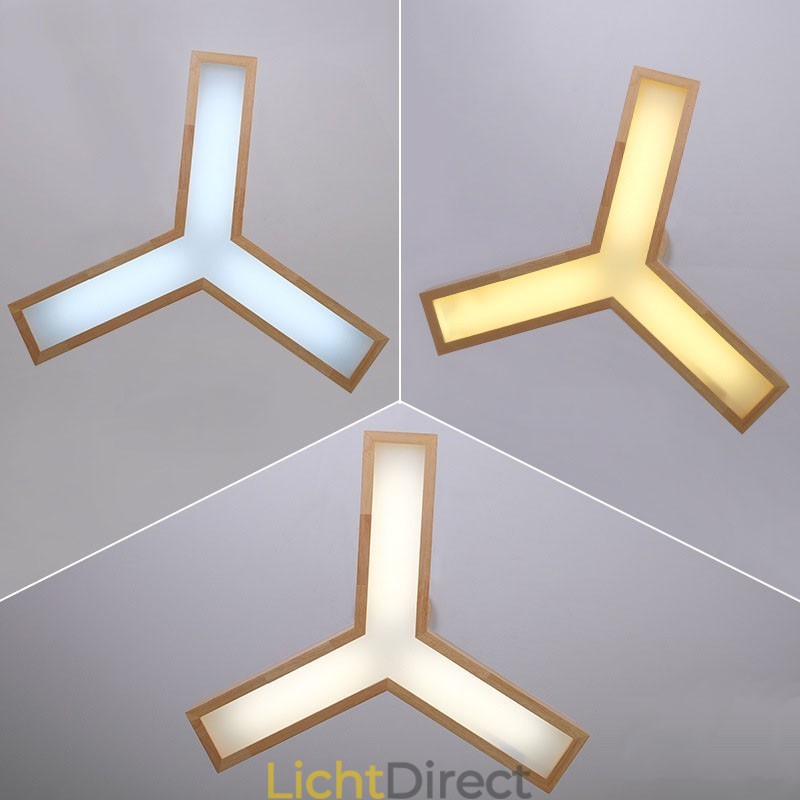 Moderne driehoekige hanglamp van hout