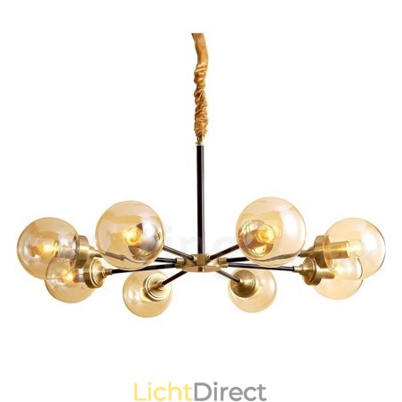 Luxe rustieke retro vintage kroonluchter van puur messing met glazen kappen Luxe rustieke retro vintage kroonluchter van puur messing met glazen kappen