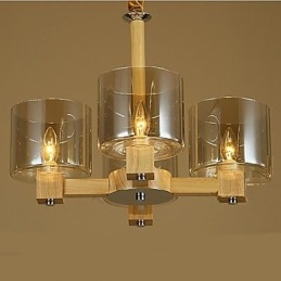 Mode Hanglamp Tafel Houten Glazen Kap