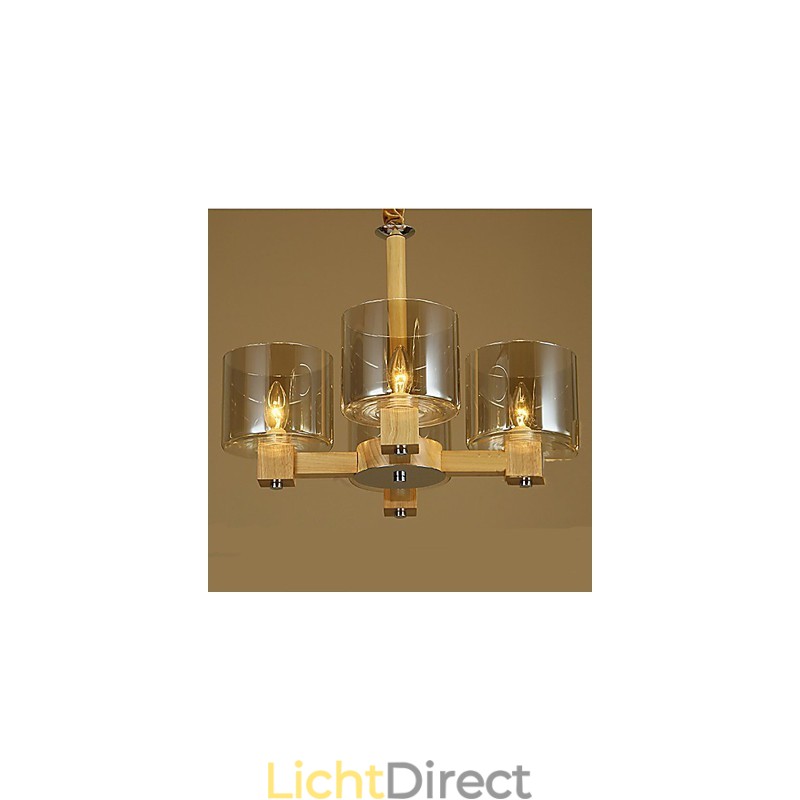 Mode Hanglamp Tafel Houten Glazen Kap