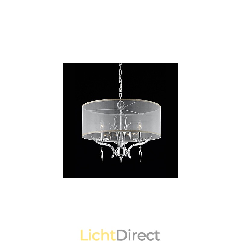 Kristallen moderne hanglamp met 3 lampen en semi-transparante kap