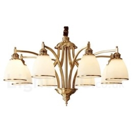 Grote luxe rustieke retro vintage kroonluchter van puur messing met glazen kappen