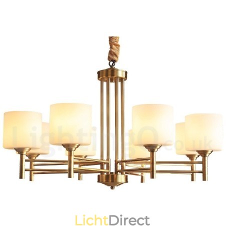 Grote luxe rustieke retro vintage kroonluchter van puur messing met glazen kappen Grote luxe rustieke retro vintage kroonluchter van puur messing met glazen kappen