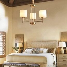 Grote luxe rustieke retro vintage kroonluchter van puur messing met glazen kappen