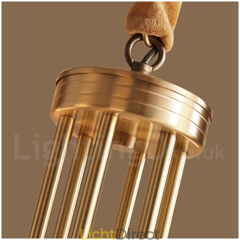 Grote luxe rustieke retro vintage kroonluchter van puur messing met glazen kappen