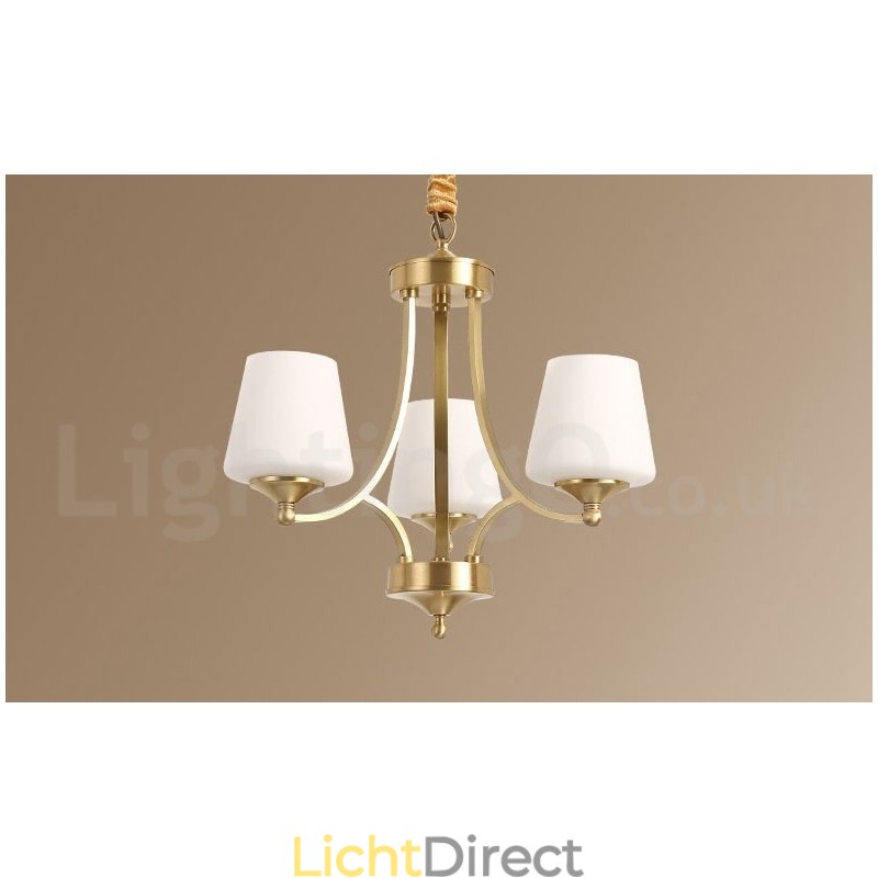 Grote luxe rustieke retro vintage kroonluchter van puur messing met glazen kappen