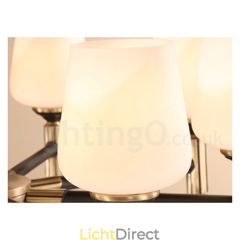 Grote luxe rustieke retro vintage kroonluchter van puur messing met glazen kappen