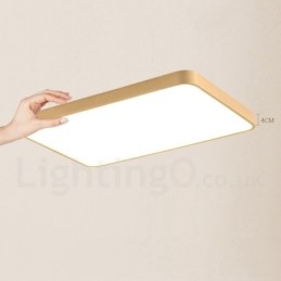 Ultradunne rechthoekige dimbare moderne eigentijdse Scandinavische stijl plafondlampen van messing met acryl kap. Kan ook als wandlamp worden gebruikt.