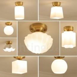 Puur messing rustieke lodge Scandinavische stijl plafondlampen met glazen kap