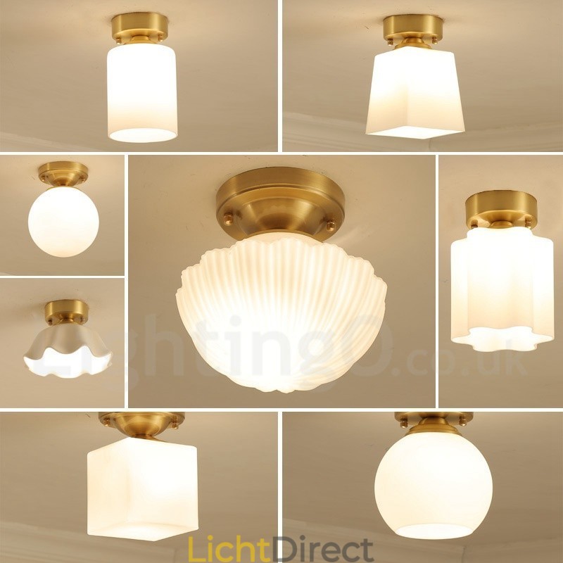 Puur messing rustieke lodge Scandinavische stijl plafondlampen met glazen kap