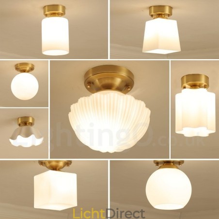 Puur messing rustieke lodge Scandinavische stijl plafondlampen met glazen kap Puur messing rustieke lodge Scandinavische stijl plafondlampen met glazen kap
