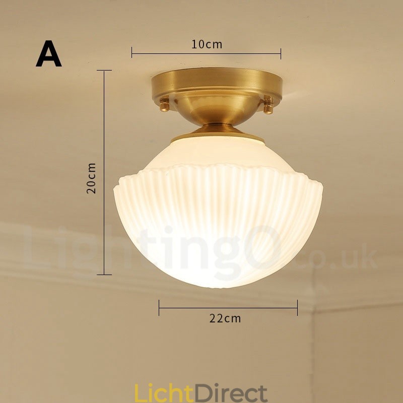 Puur messing rustieke lodge Scandinavische stijl plafondlampen met glazen kap