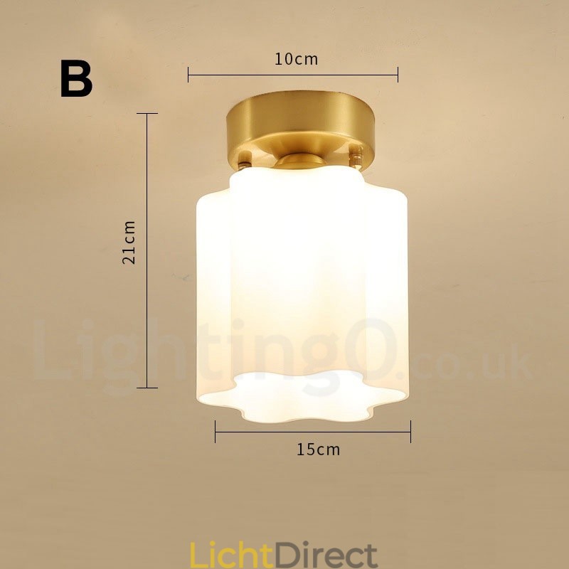 Puur messing rustieke lodge Scandinavische stijl plafondlampen met glazen kap