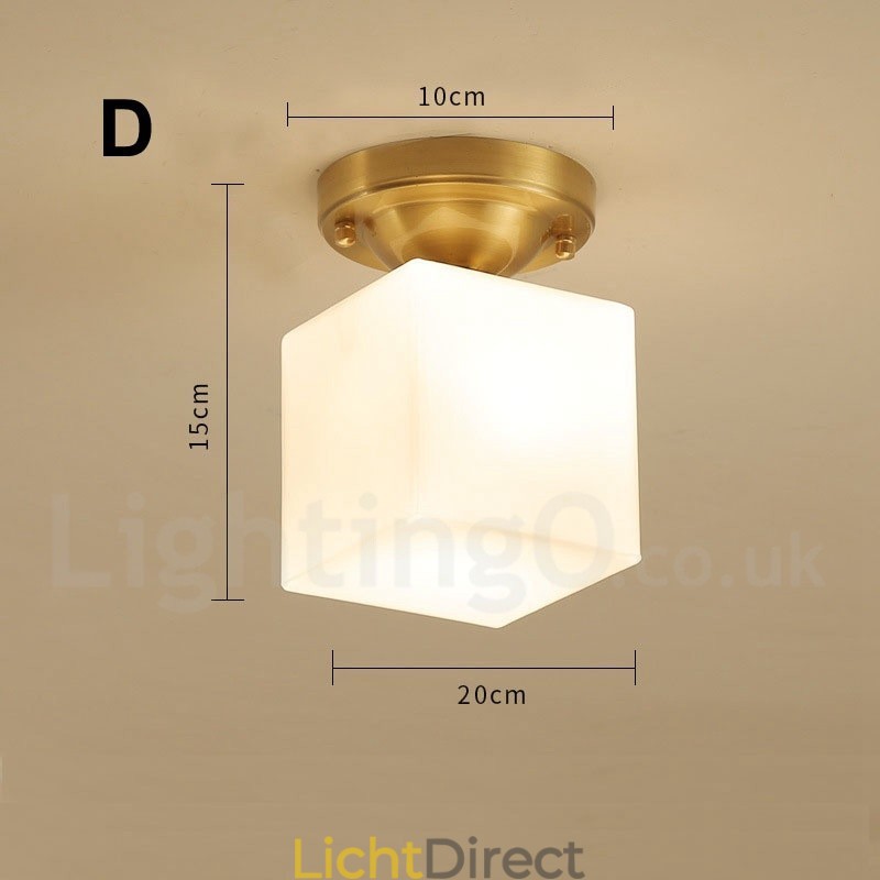 Puur messing rustieke lodge Scandinavische stijl plafondlampen met glazen kap