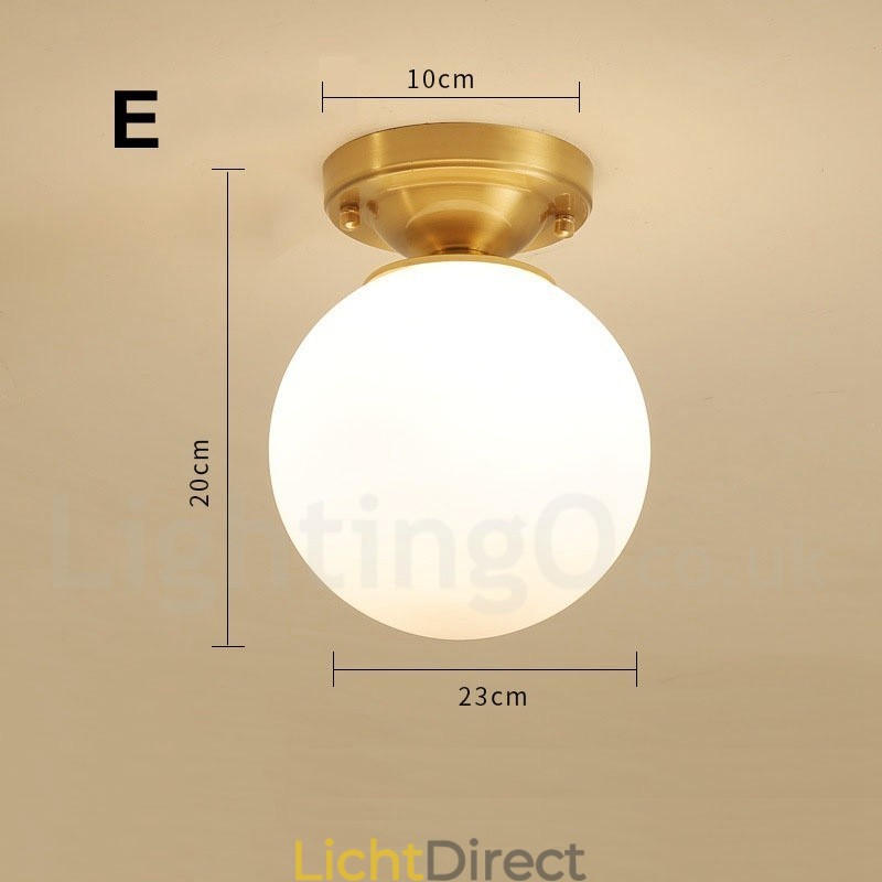 Puur messing rustieke lodge Scandinavische stijl plafondlampen met glazen kap