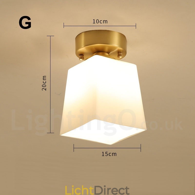Puur messing rustieke lodge Scandinavische stijl plafondlampen met glazen kap