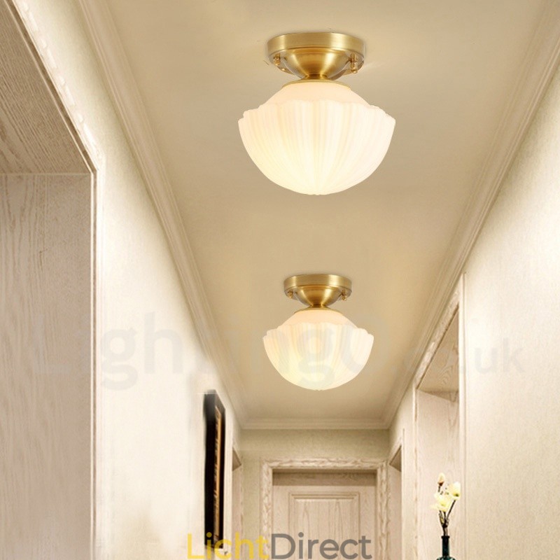Puur messing rustieke lodge Scandinavische stijl plafondlampen met glazen kap