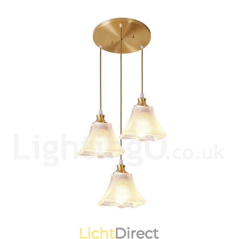 Puur messing rustieke lodge hanglamp in Scandinavische stijl met glazen kap