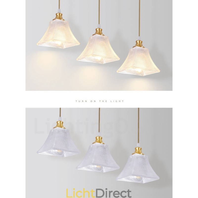 Puur messing rustieke lodge hanglamp in Scandinavische stijl met glazen kap