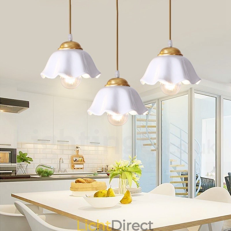 Puur messing rustieke lodge Scandinavische stijl hanglamp met keramische kap