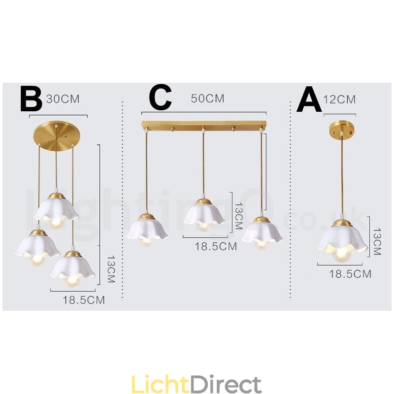 Puur messing rustieke lodge Scandinavische stijl hanglamp met keramische kap
