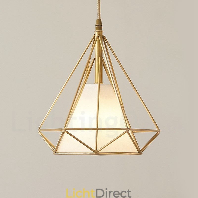 Rustieke Lodge Nordic Stijl Hanglamp van Zuiver Messing met Stoffen Kap