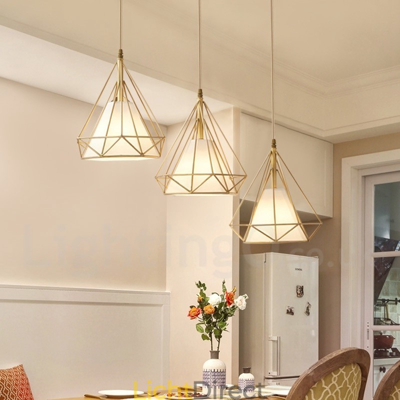 Rustieke Lodge Nordic Stijl Hanglamp van Zuiver Messing met Stoffen Kap