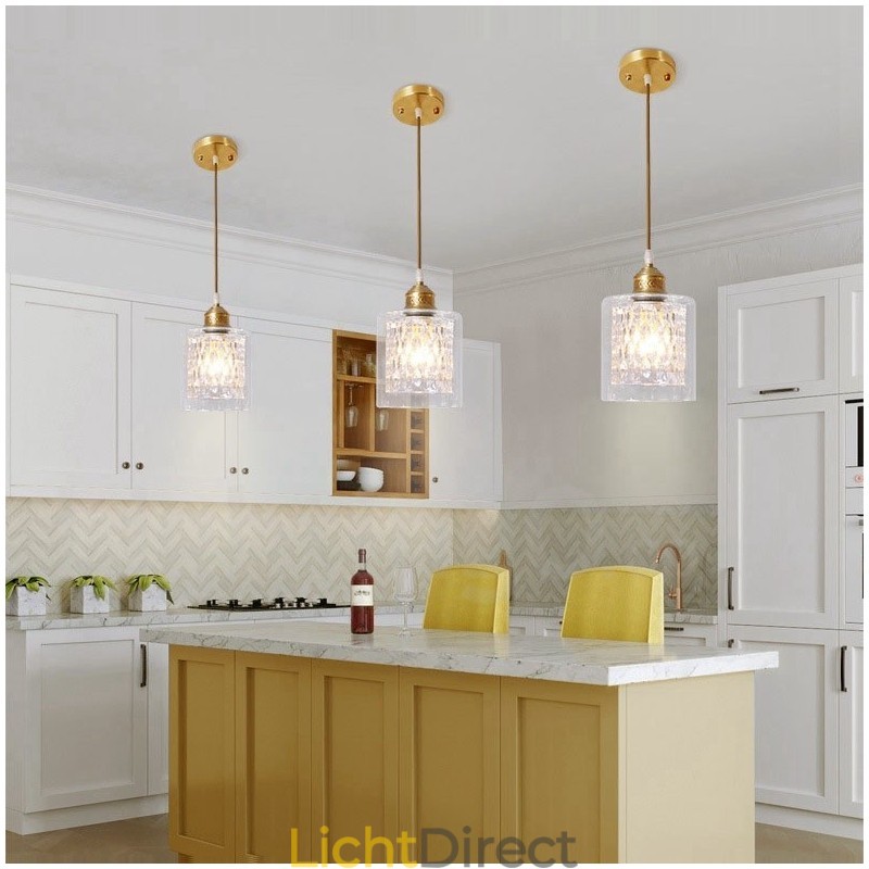 Puur messing rustieke lodge hanglamp in Scandinavische stijl met glazen kap