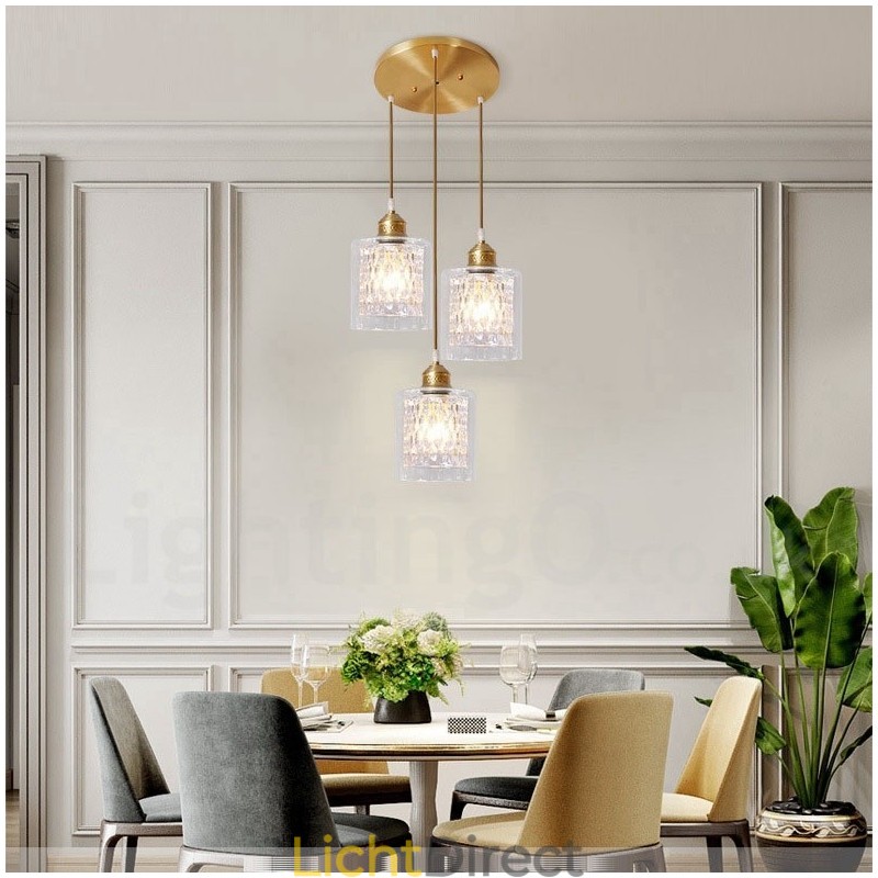 Puur messing rustieke lodge hanglamp in Scandinavische stijl met glazen kap