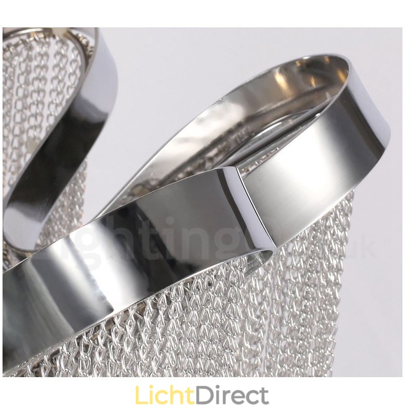 Aluminium kwastjes kroonluchter design hanglamp zilverkleur