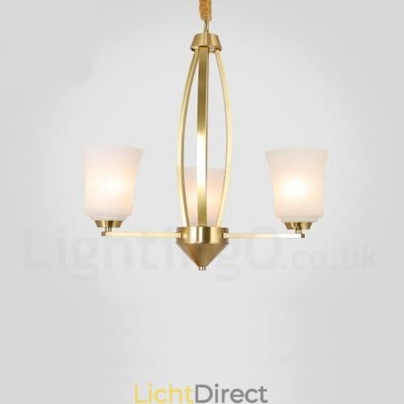 3 Lichts Pure Messing Grote Luxe Rustieke Retro Vintage Messing Hangende Kroonluchter met Glazen Kapjes 3 Lichts Pure Messing Grote Luxe Rustieke Retro Vintage Messing Hangende Kroonluchter met Glazen Kapjes