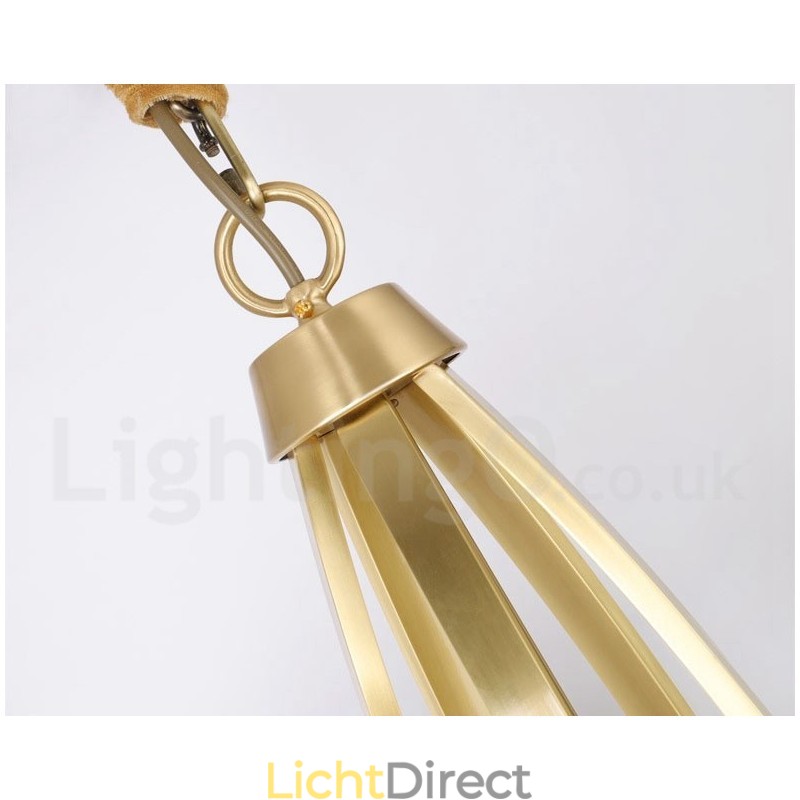 6-lichts puur messing grote luxe rustieke retro vintage messing hanglamp met glazen kappen