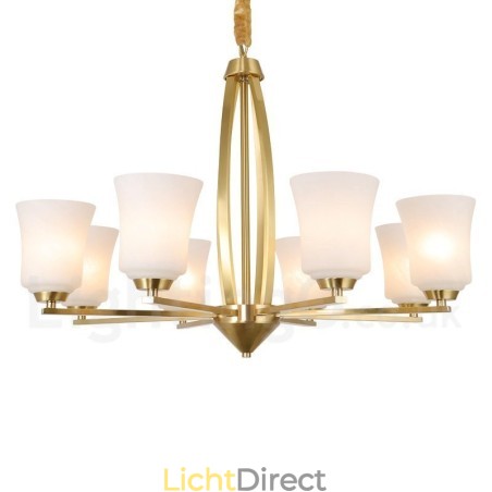 8 Lichts Pure Messing Grote Luxe Rustieke Retro Vintage Messing Hangende Kroonluchter met Glazen Kapjes 8 Lichts Pure Messing Grote Luxe Rustieke Retro Vintage Messing Hangende Kroonluchter met Glazen Kapjes
