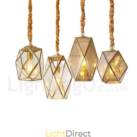 Puur messing rustieke lodge hanglamp in Scandinavische stijl met glazen kap Puur messing rustieke lodge hanglamp in Scandinavische stijl met glazen kap