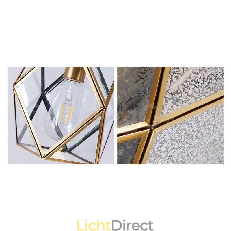 Puur messing rustieke lodge hanglamp in Scandinavische stijl met glazen kap