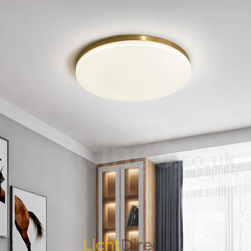 Messing ultradunne ronde dimbare moderne eigentijdse Scandinavische stijl plafondlampen met acryl kap kunnen ook als wandlamp worden gebruikt