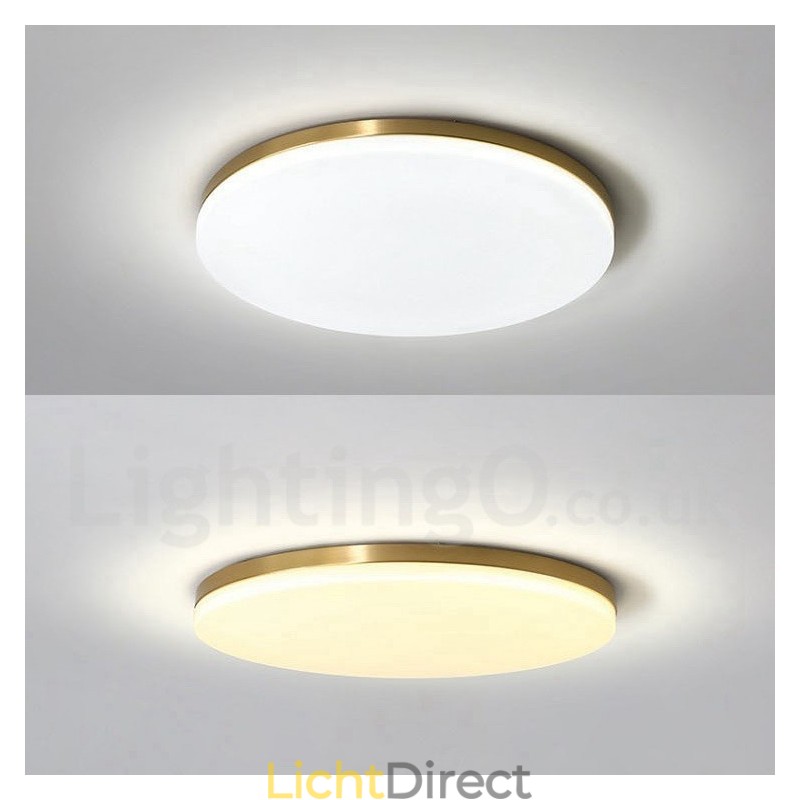 Messing ultradunne ronde dimbare moderne eigentijdse Scandinavische stijl plafondlampen met acryl kap kunnen ook als wandlamp worden gebruikt