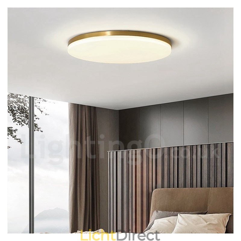 Messing ultradunne ronde dimbare moderne eigentijdse Scandinavische stijl plafondlampen met acryl kap kunnen ook als wandlamp worden gebruikt