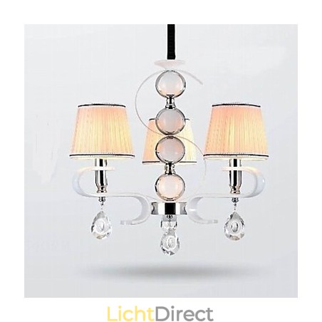 Stoffen kroonluchter 3-lichts hoge kwaliteit lamp witte jade zilveren ring Stoffen kroonluchter 3-lichts hoge kwaliteit lamp witte jade zilveren ring