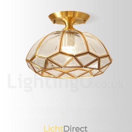 Puur messing rustieke lodge Scandinavische stijl plafondlamp met glazen kap Puur messing rustieke lodge Scandinavische stijl plafondlamp met glazen kap