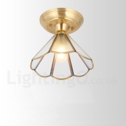 Puur messing rustieke lodge Scandinavische stijl plafondlamp met glazen kap