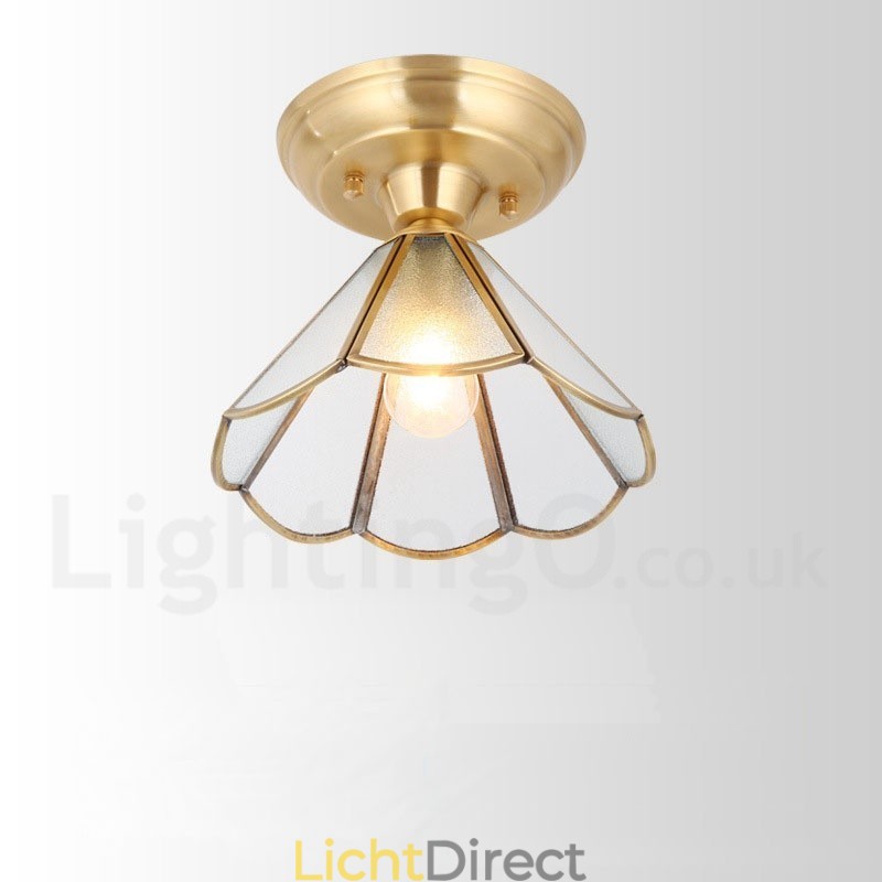 Puur messing rustieke lodge Scandinavische stijl plafondlamp met glazen kap