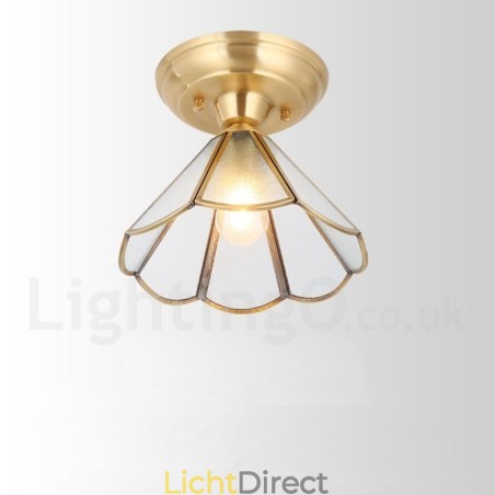 Puur messing rustieke lodge Scandinavische stijl plafondlamp met glazen kap Puur messing rustieke lodge Scandinavische stijl plafondlamp met glazen kap