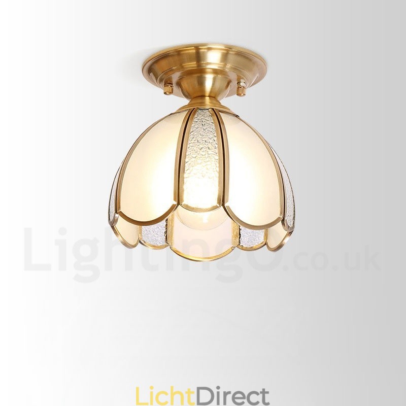 Puur messing rustieke lodge Scandinavische stijl plafondlamp met glazen kap