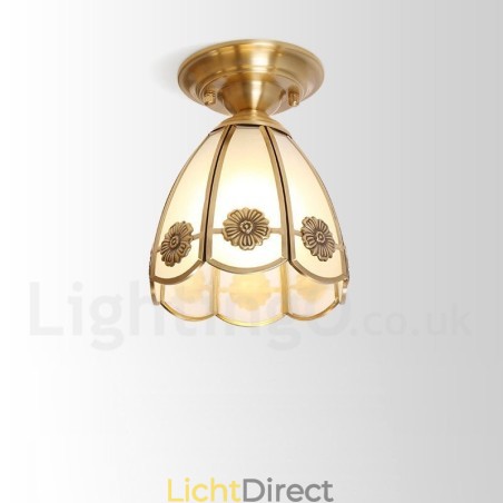 Puur messing rustieke lodge Scandinavische stijl plafondlamp met glazen kap Puur messing rustieke lodge Scandinavische stijl plafondlamp met glazen kap