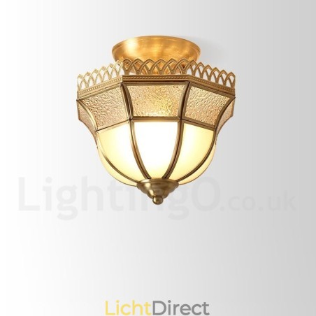 Puur messing rustieke lodge Scandinavische stijl plafondlamp met glazen kap Puur messing rustieke lodge Scandinavische stijl plafondlamp met glazen kap